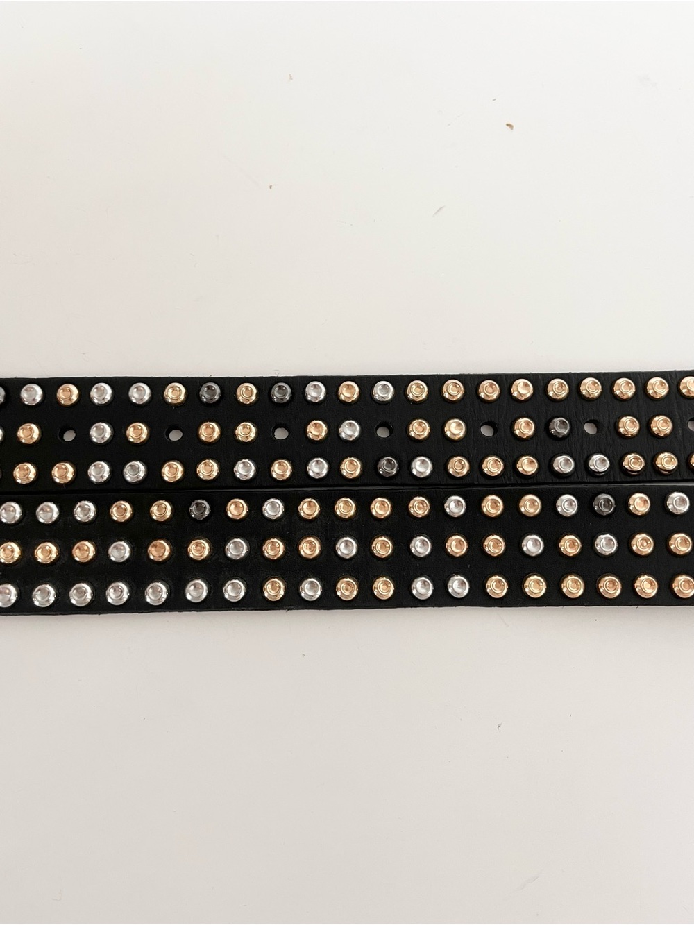 PRISTINE CAbi Studded Leather Belt Black & Sparkle Mixed Metal Studs XL - Picture 9 of 16
